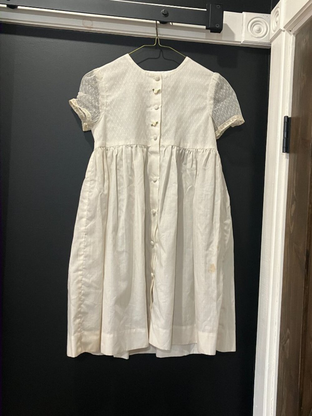 Vintage Handmade White Girls' Short Sleeve Dress